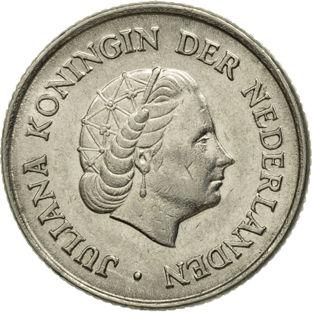 Coin, Netherlands, Juliana, 25 Cents, 1962, AU(50-53), Nickel, KM:183