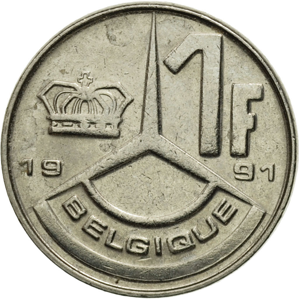 Coin, Belgium, Franc, 1991, EF(40-45), Nickel Plated Iron, KM:170