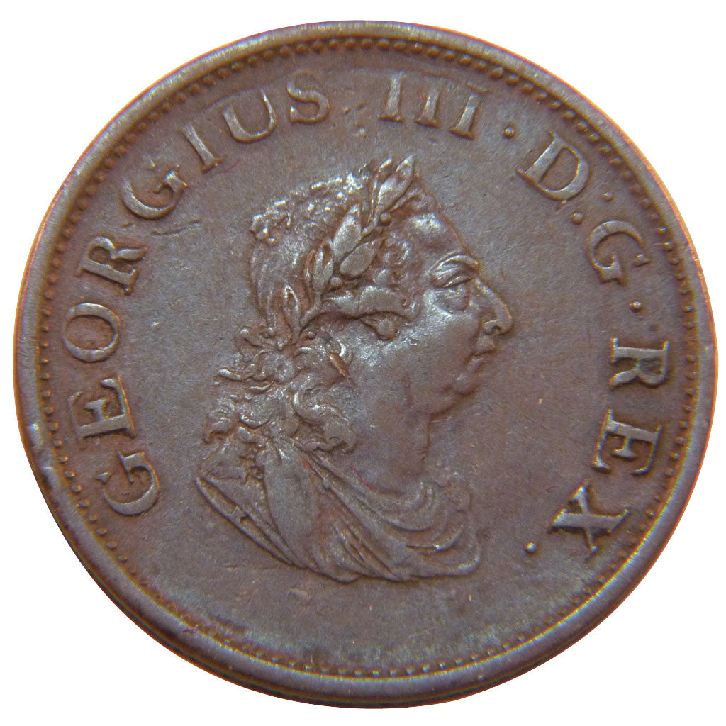 Ireland, 1/2 Penny, 1805, KM #19, EF(40-45), Bronze, 8.40
