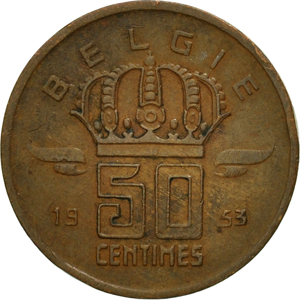 Moneta, Belgio, 50 Centimes, 1953, Brussels, BB, Bronzo, KM:145