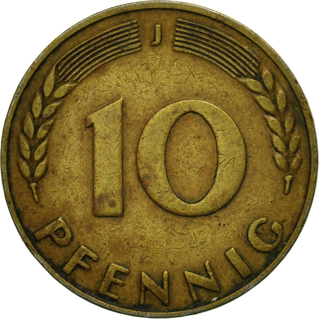 Moneta, GERMANIA - REPUBBLICA FEDERALE, 10 Pfennig, 1949, Munich, MB+, Acciaio
