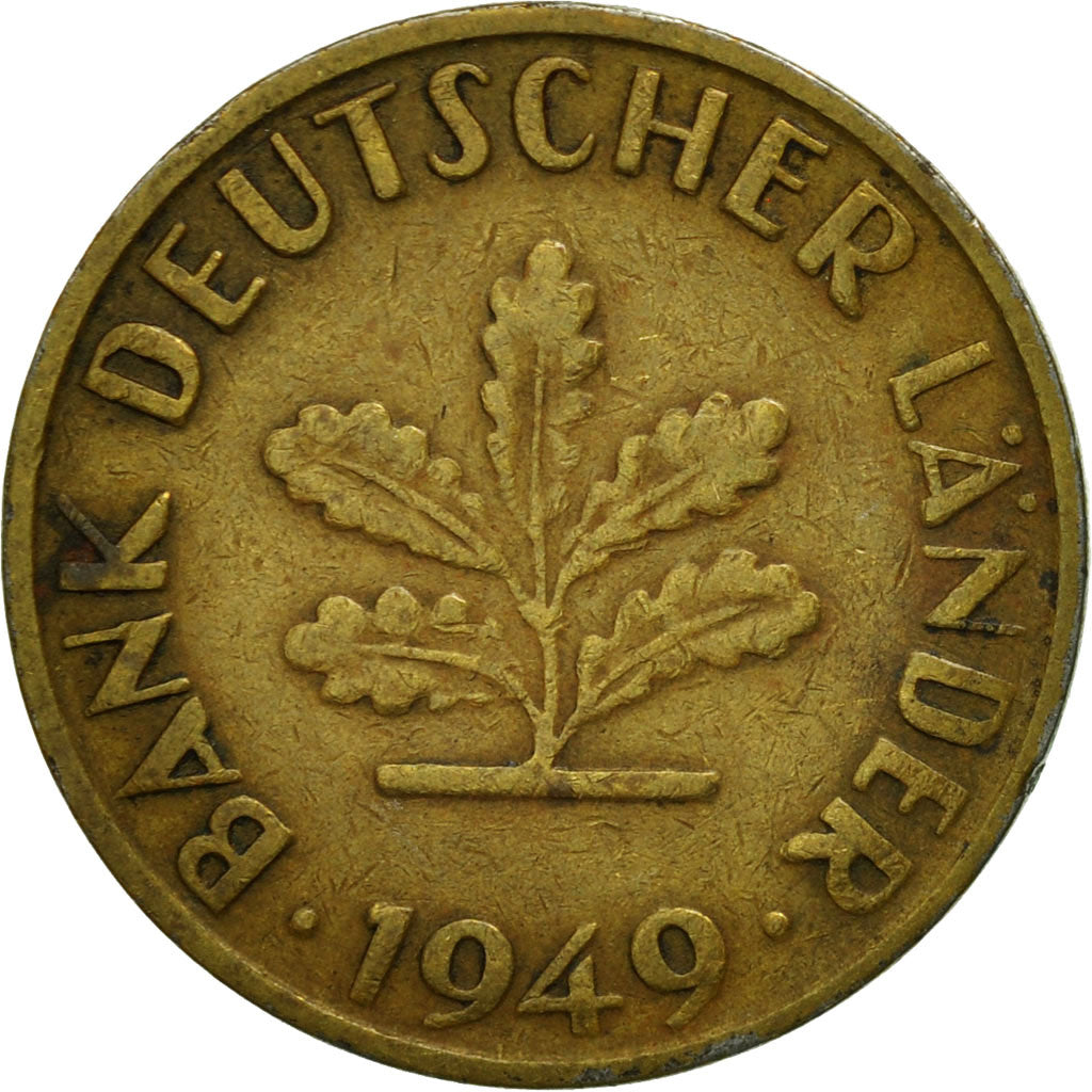 Moneta, Niemcy - RFN, 10 Pfennig, 1949, Hambourg, VF(30-35), Mosiądz powlekany