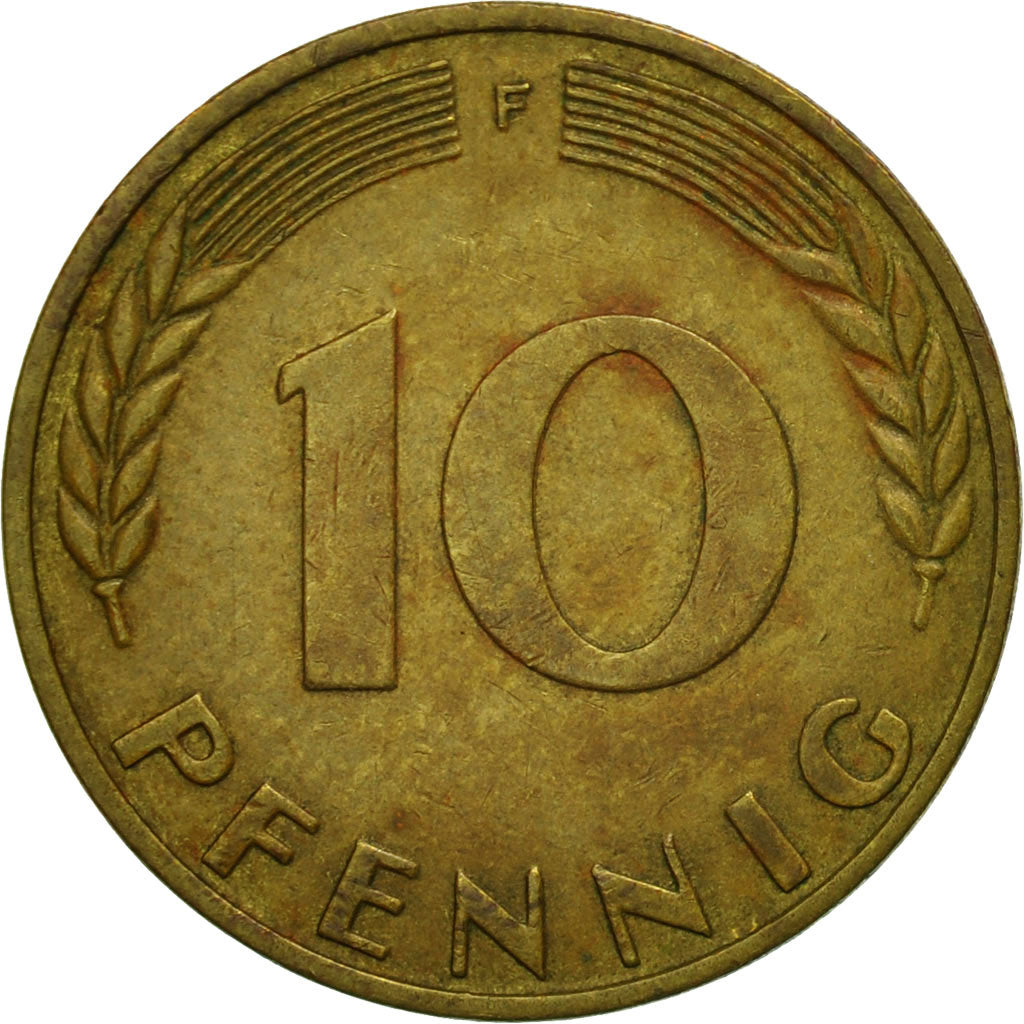 Moneta, Niemcy - RFN, 10 Pfennig, 1971, Stuttgart, VF(30-35), Mosiądz powlekany