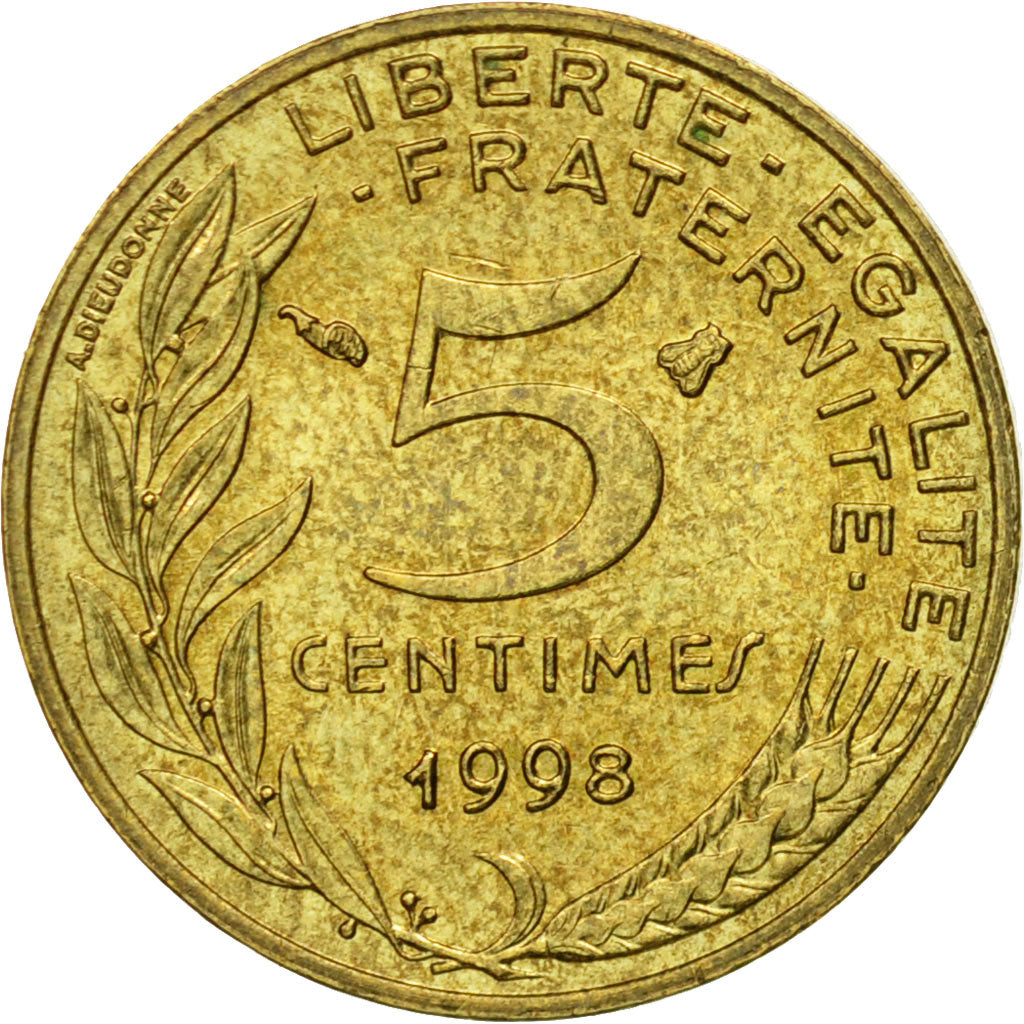 Moneta, Francia, Marianne, 5 Centimes, 1998, Paris, BB, Alluminio-bronzo