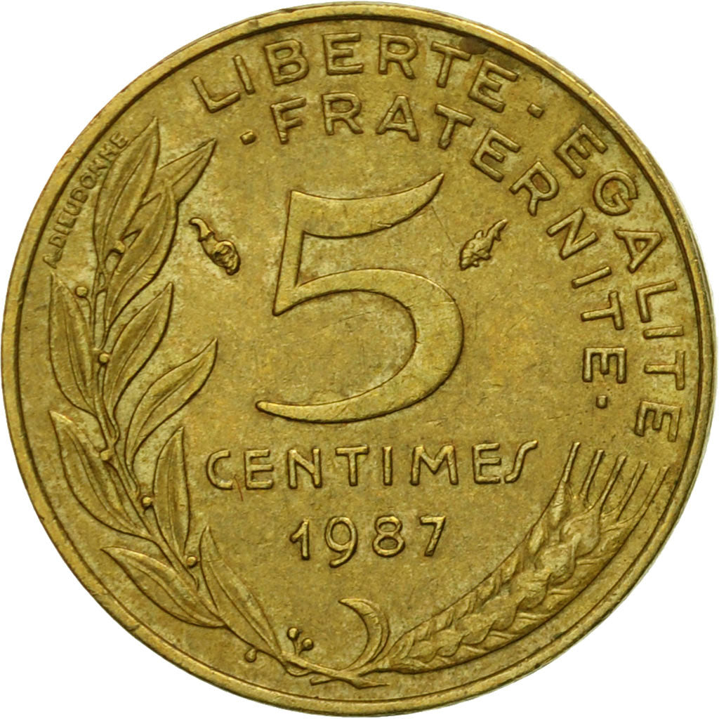 Coin, France, Marianne, 5 Centimes, 1987, Paris, VF(30-35), Aluminum-Bronze