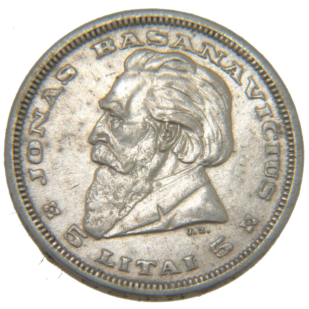 LITHUANIA, 5 Litai, 1936, KM #82, AU(55-58), Silver, 27, 8.90