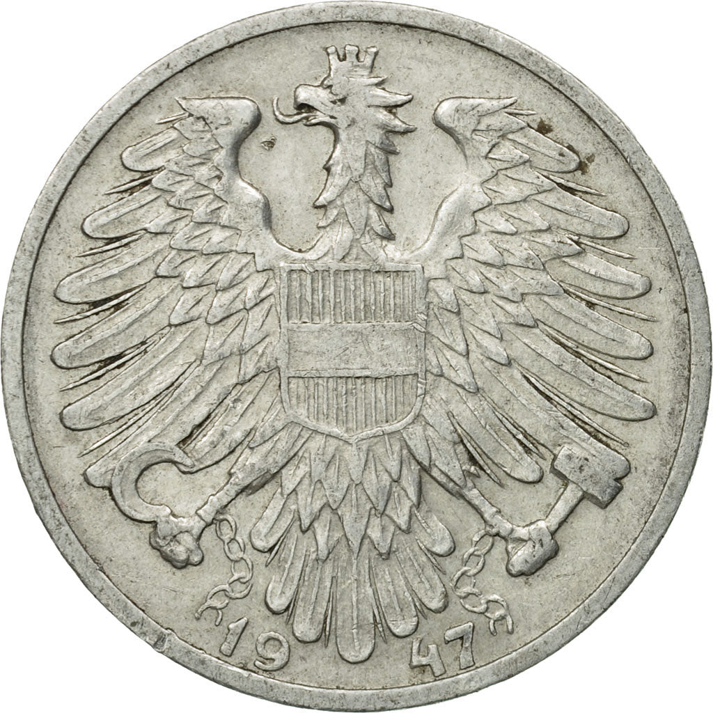 Coin, Austria, Schilling, 1947, AU(55-58), Aluminum, KM:2871