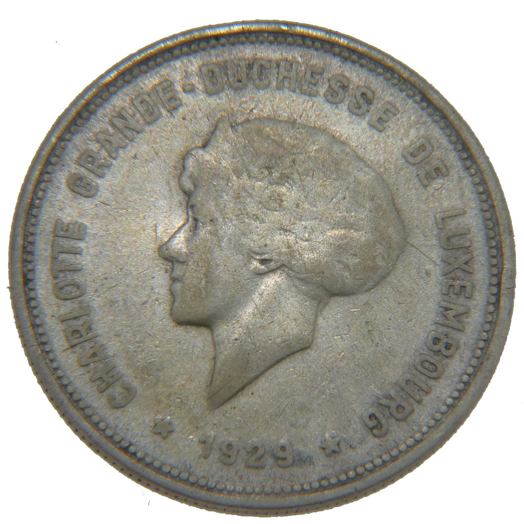 Luxembourg, 5 Francs, 1929, KM #38, VF(30-35), Silver, 27.8, 7.80