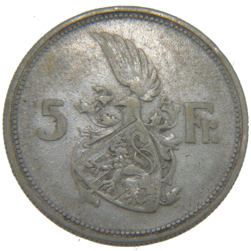 Luxembourg, 5 Francs, 1929, KM #38, VF(30-35), Silver, 27.8, 7.80