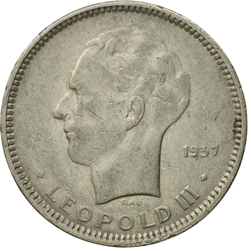 Coin, Belgium, 5 Francs, 5 Frank, 1937, EF(40-45), Nickel, KM:108