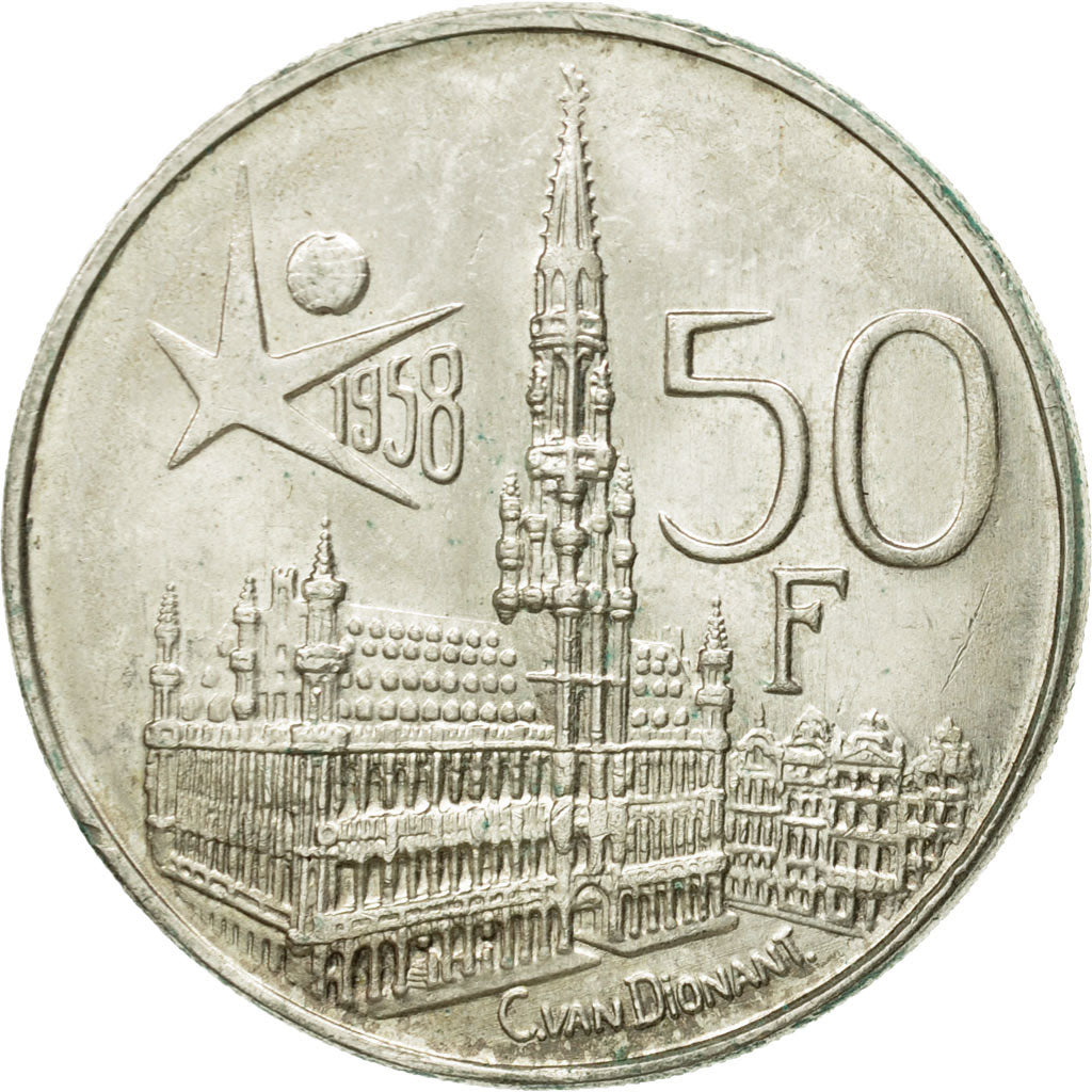 Coin, Belgium, 50 Francs, 50 Frank, 1958, AU(50-53), Silver, KM:150.1
