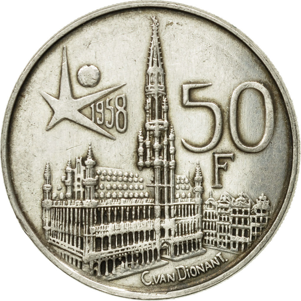Coin, Belgium, 50 Francs, 50 Frank, 1958, EF(40-45), Silver, KM:150.1