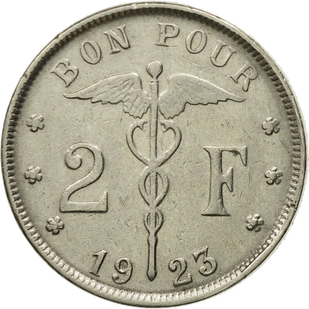 Coin, Belgium, 2 Francs, 2 Frank, 1923, AU(55-58), Nickel, KM:91.1