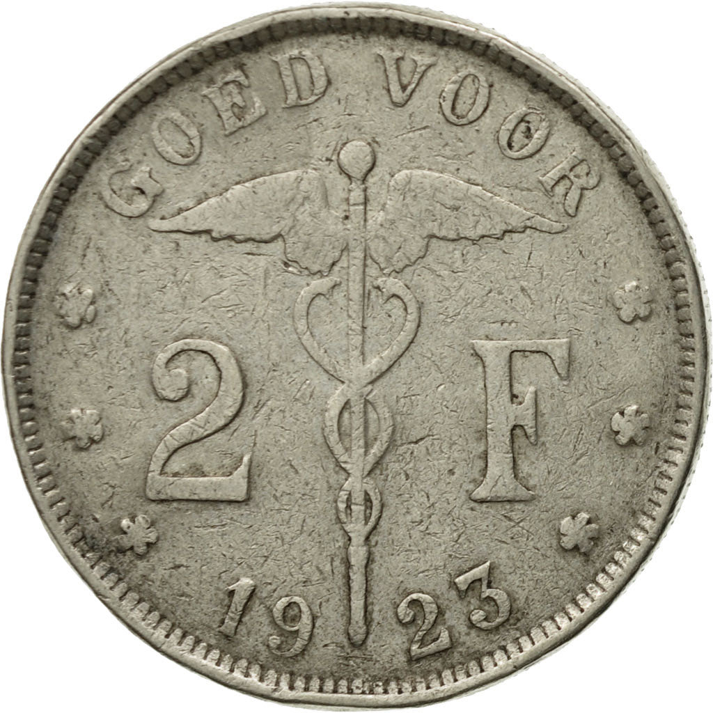 Coin, Belgium, 2 Francs, 2 Frank, 1923, EF(40-45), Nickel, KM:92