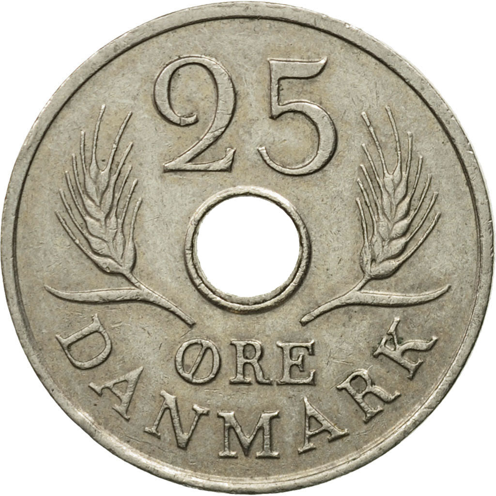 Coin, Denmark, Frederik IX, 25 Öre, 1966, Copenhagen, EF(40-45), Copper-nickel