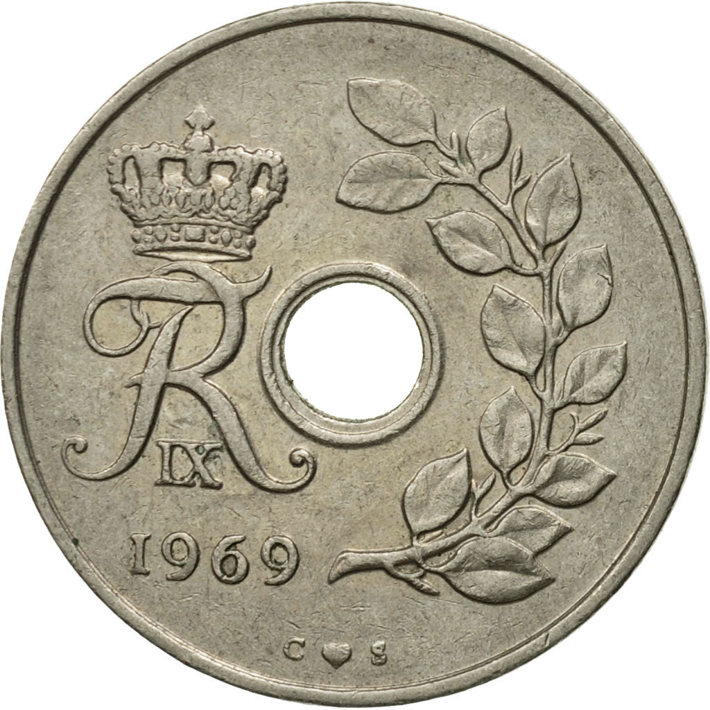 Moneta, Dania, Frederik IX, 25 Öre, 1969, Copenhagen, EF(40-45), Miedź-Nikiel