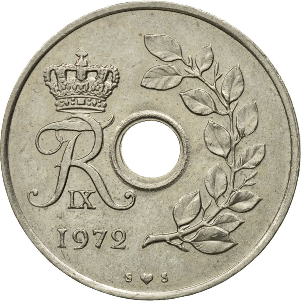 Moneta, Dania, Frederik IX, 25 Öre, 1972, Copenhagen, EF(40-45), Miedź-Nikiel
