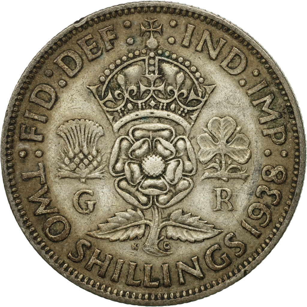 Coin, Great Britain, George VI, Florin, Two Shillings, 1938, EF(40-45), Silver