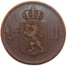 NORWAY, 5 Ore, 1876, KM #349, EF(40-45), Bronze, 27, 7.80