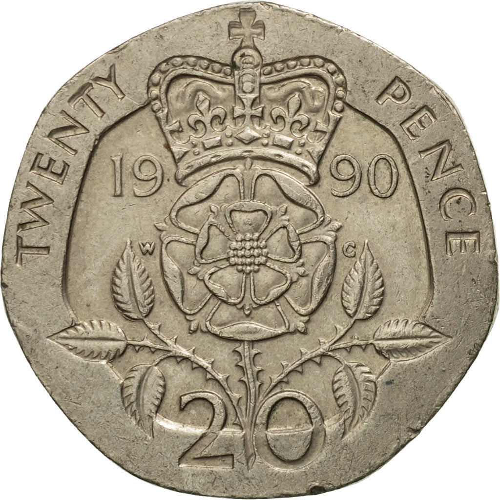 Moneta, Wielka Brytania, Elizabeth II, 20 Pence, 1990, EF(40-45), Miedź-Nikiel