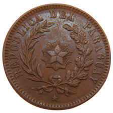 PARAGUAY, 2 Centesimos, 1870, KM #3, AU(50-53), Copper, 10.10
