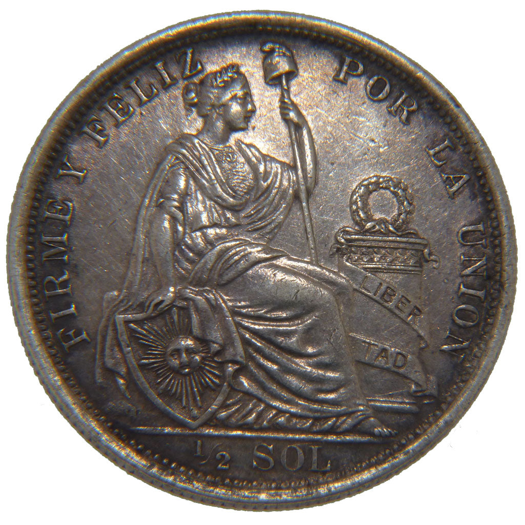 PERU, 1/2 Sol, 1916, Lima, KM #203, MS(60-62), Silver, 30, 12.50