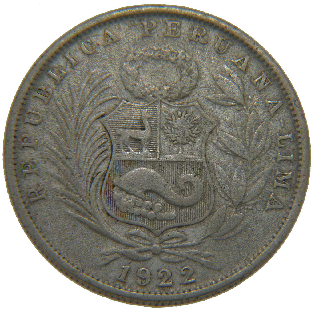 Perù, 1/2 Sol, 1922, MB+, Argento, KM:203