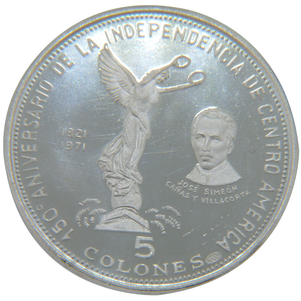 El Savador, 5 Colonnes, 1971, KM #142, MS(65-70), Silver, 11.40