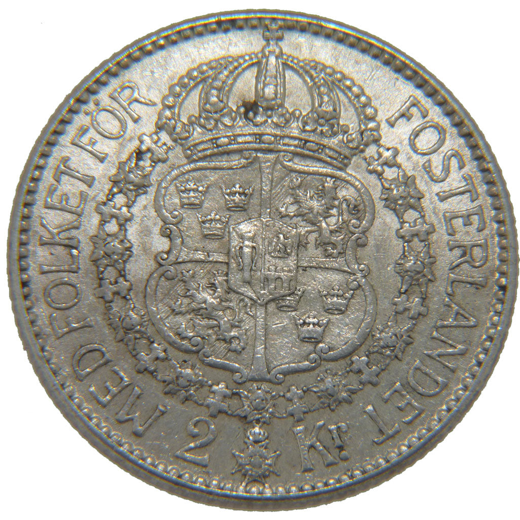 SWEDEN, 2 Kronor, 1914, KM #787, AU(50-53), Silver, 31, 15.00