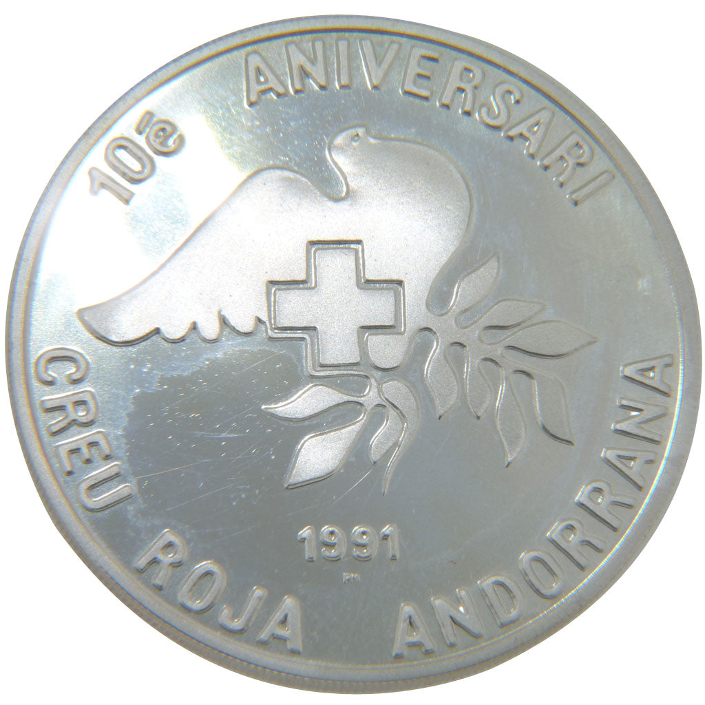 ANDORRA, 25 Diners, 1991, KM #65, MS(65-70), Silver, 38.6, 28.50