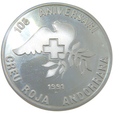 ANDORRA, 25 Diners, 1991, KM #65, MS(65-70), Silver, 38.6, 28.50