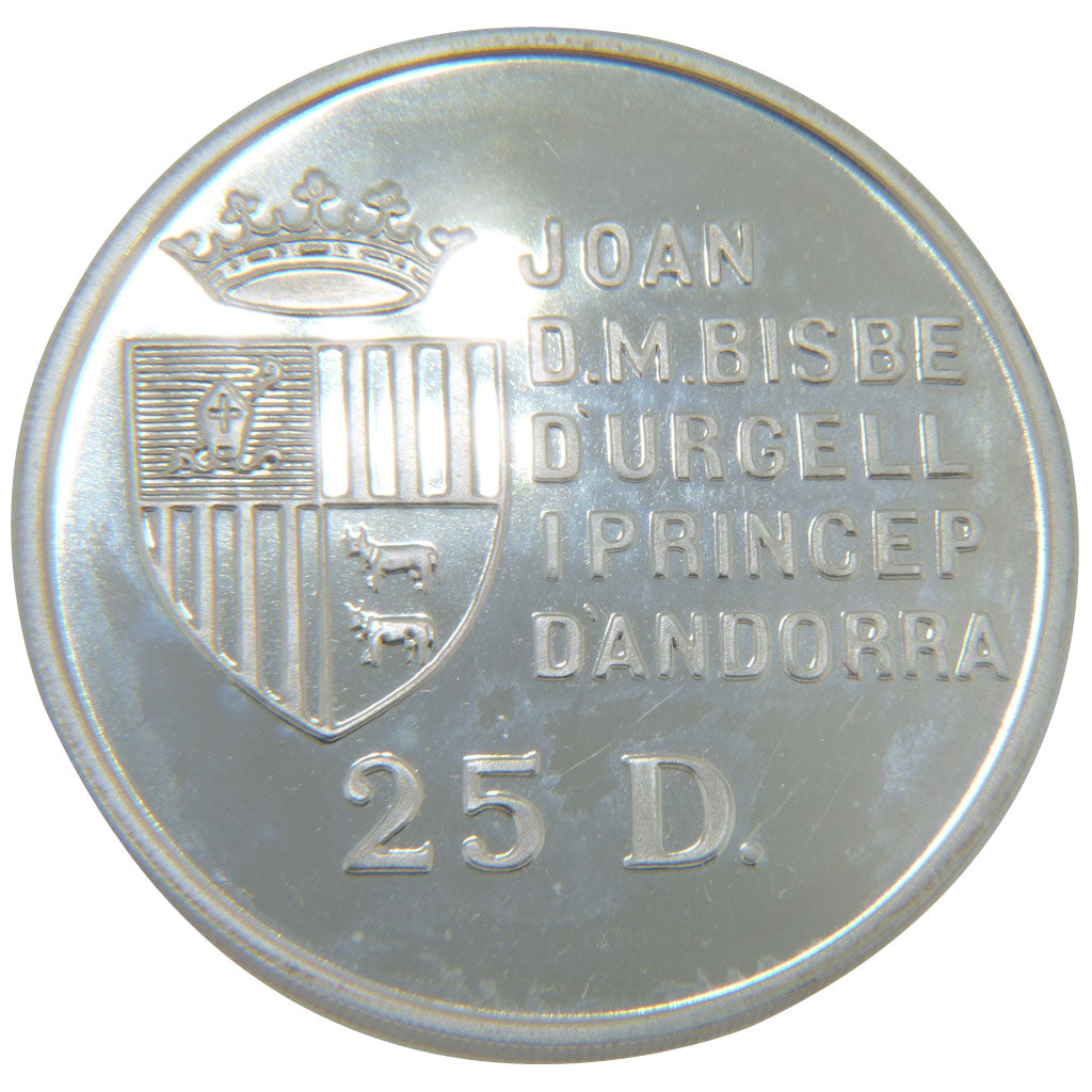 ANDORRA, 25 Diners, 1991, KM #65, MS(65-70), Silver, 38.6, 28.50