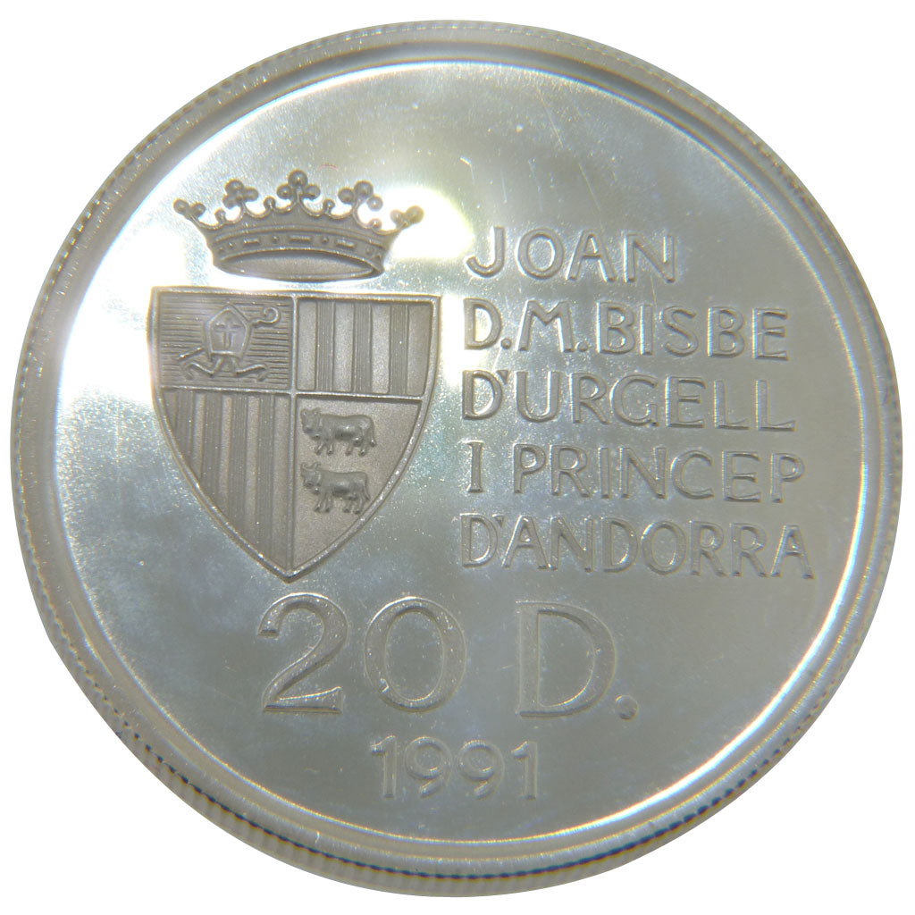 Andorra, 20 Diners, 1991, FDC, Argento, KM:67