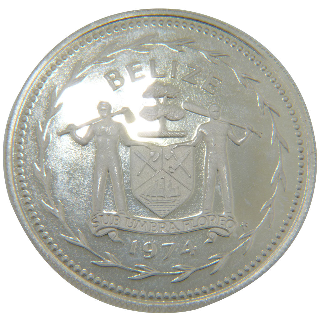 BELIZE, Dollar, 1974, Franklin Mint, KM #43a, MS(65-70), Silver, 35, 19.70