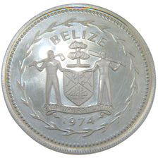 BELIZE, 5 Dollars, 1974, Franklin Mint, KM #44a, MS(65-70), Silver, 37.8, 26.40