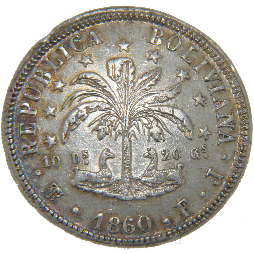 Bolivia, 8 Soles, 1860, KM #138, MS(60-62), Silver, 20.10