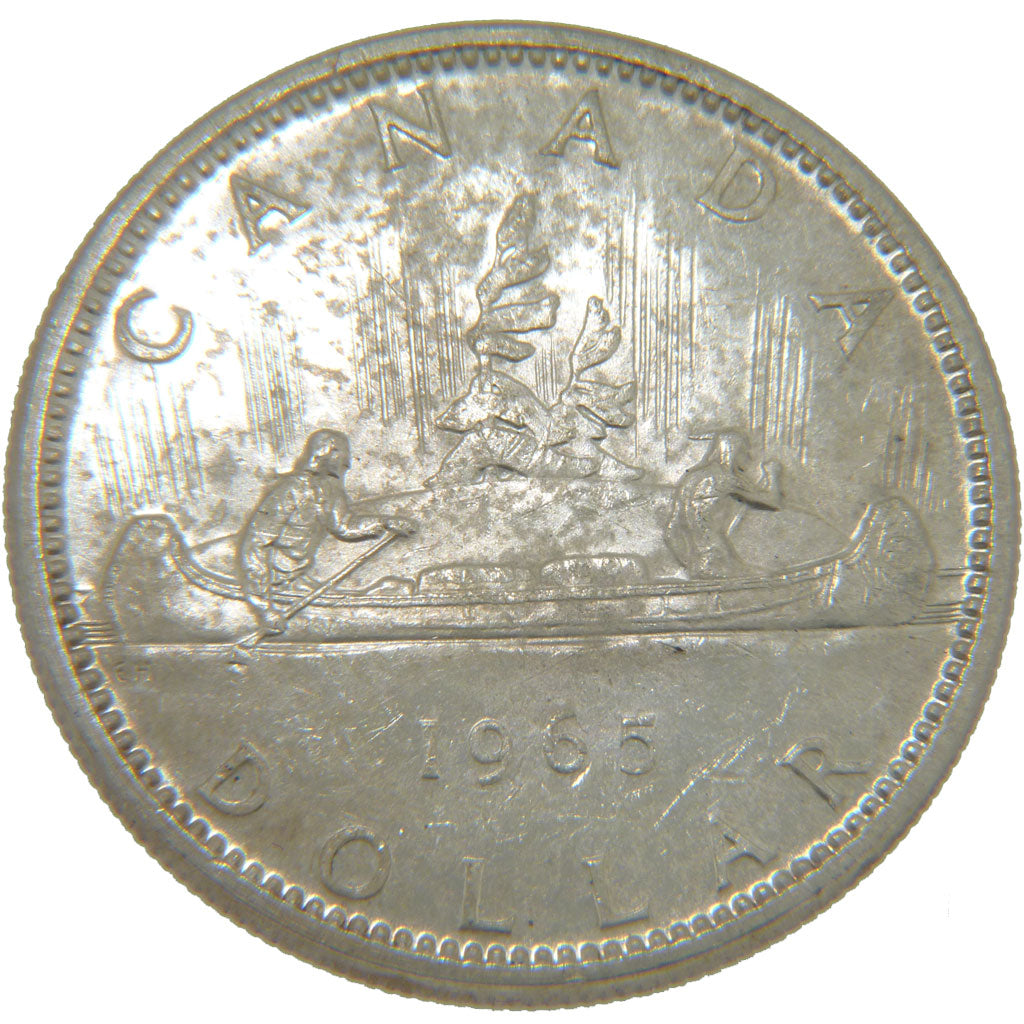 CANADA, Dollar, 1965, Royal Canadian Mint, KM #64.1, MS(60-62), Silver, 36,...