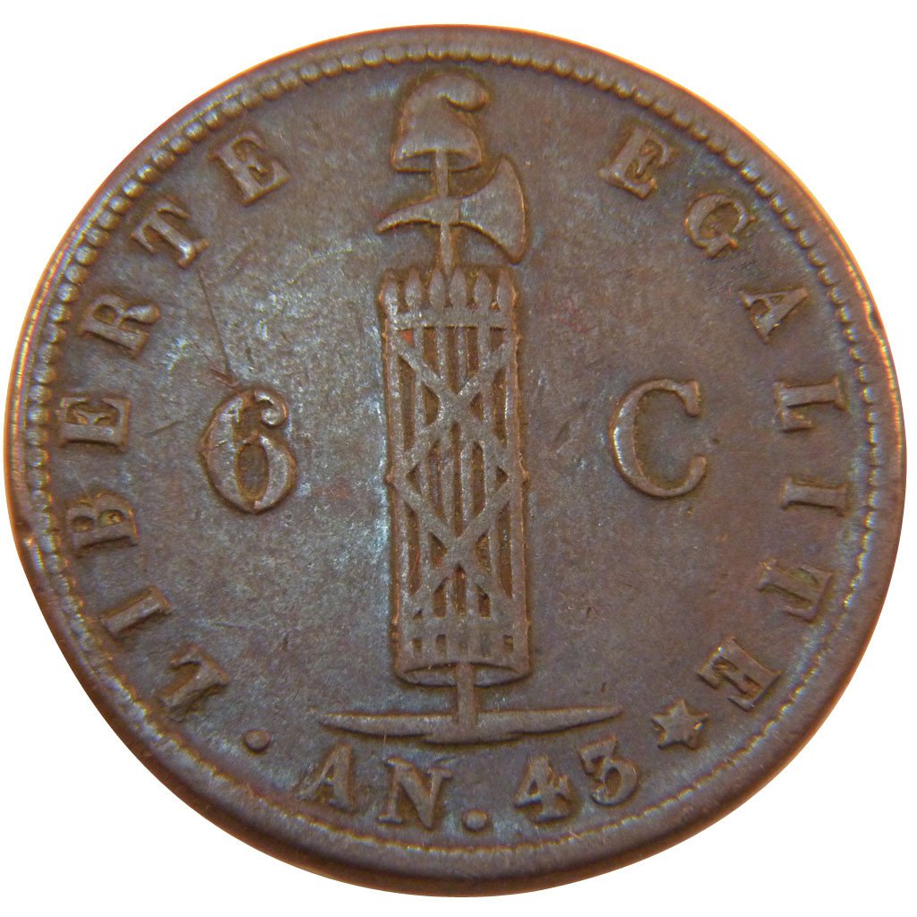 HAITI, 6 Centimes, 1846, KM #28, AU(50-53), Copper, 15.70
