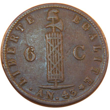 HAITI, 6 Centimes, 1846, KM #28, AU(50-53), Copper, 15.70