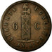 Münze, Haiti, 6 Centimes, 1846, SS+, Kupfer, KM:28
