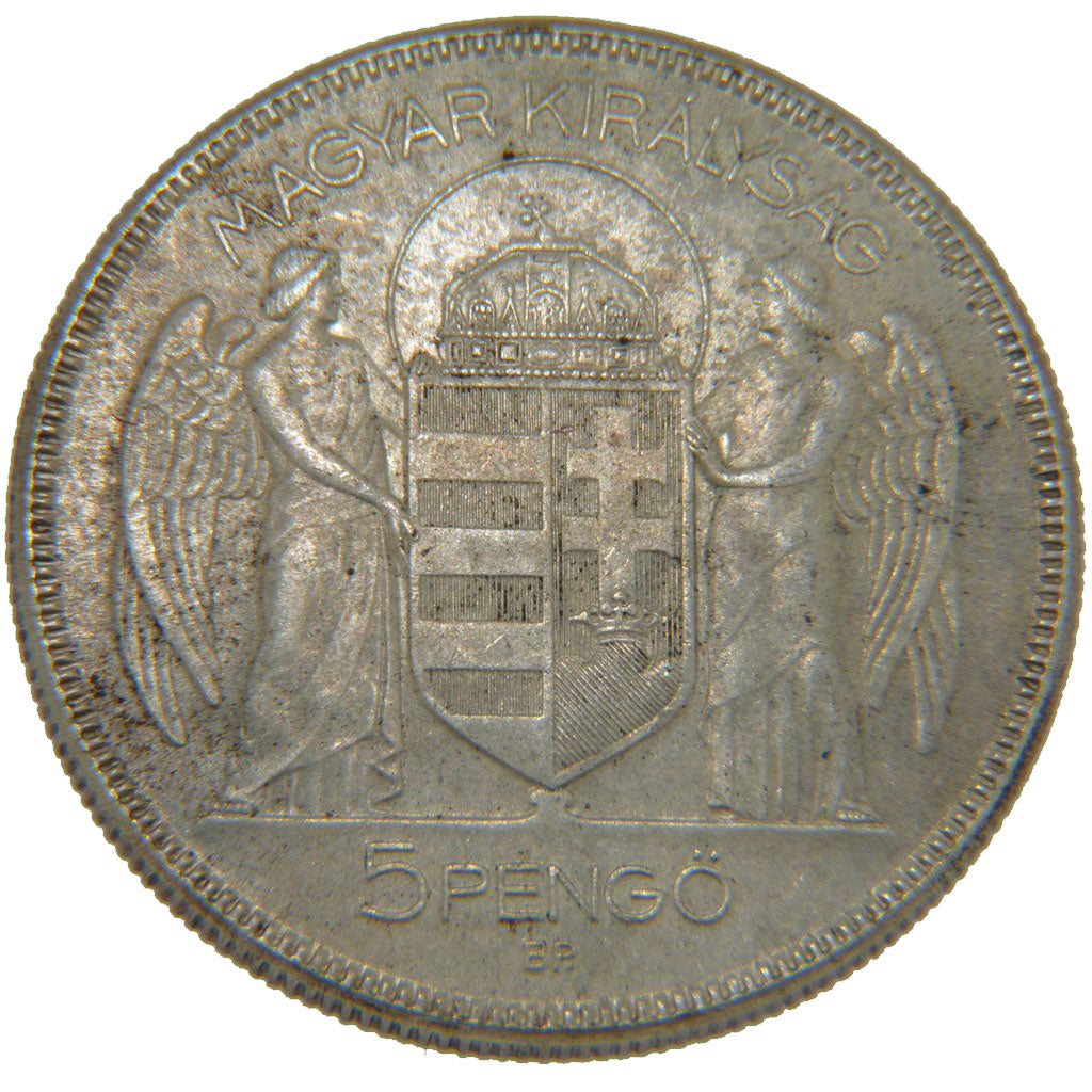 HUNGARY, 5 Pengo, 1930, Budapest, KM #512.1, AU(50-53), Silver, 36, 24.90