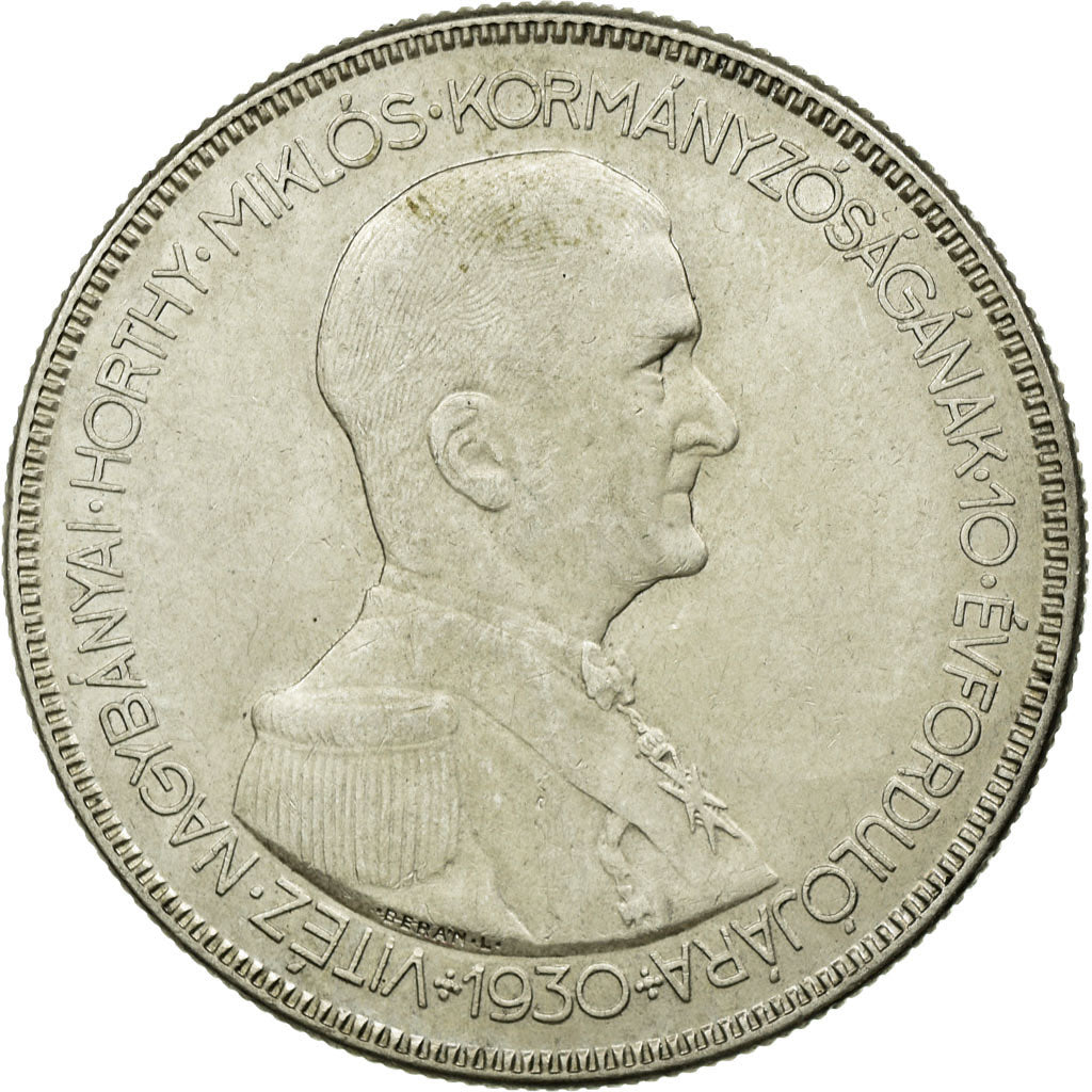 Coin, Hungary, 5 Pengö, 1930, AU(55-58), Silver, KM:512.1
