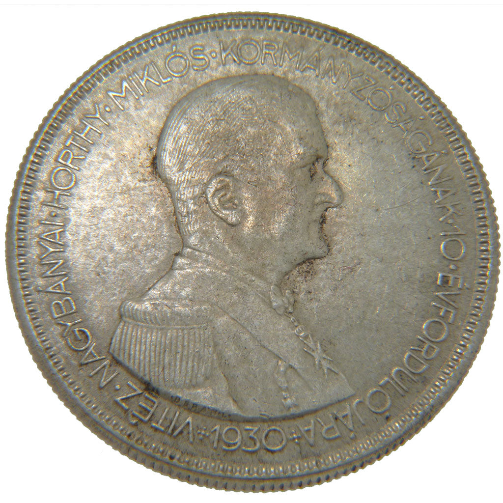 HUNGARY, 5 Pengo, 1930, Budapest, KM #512.1, AU(55-58), Silver, 36, 25.00