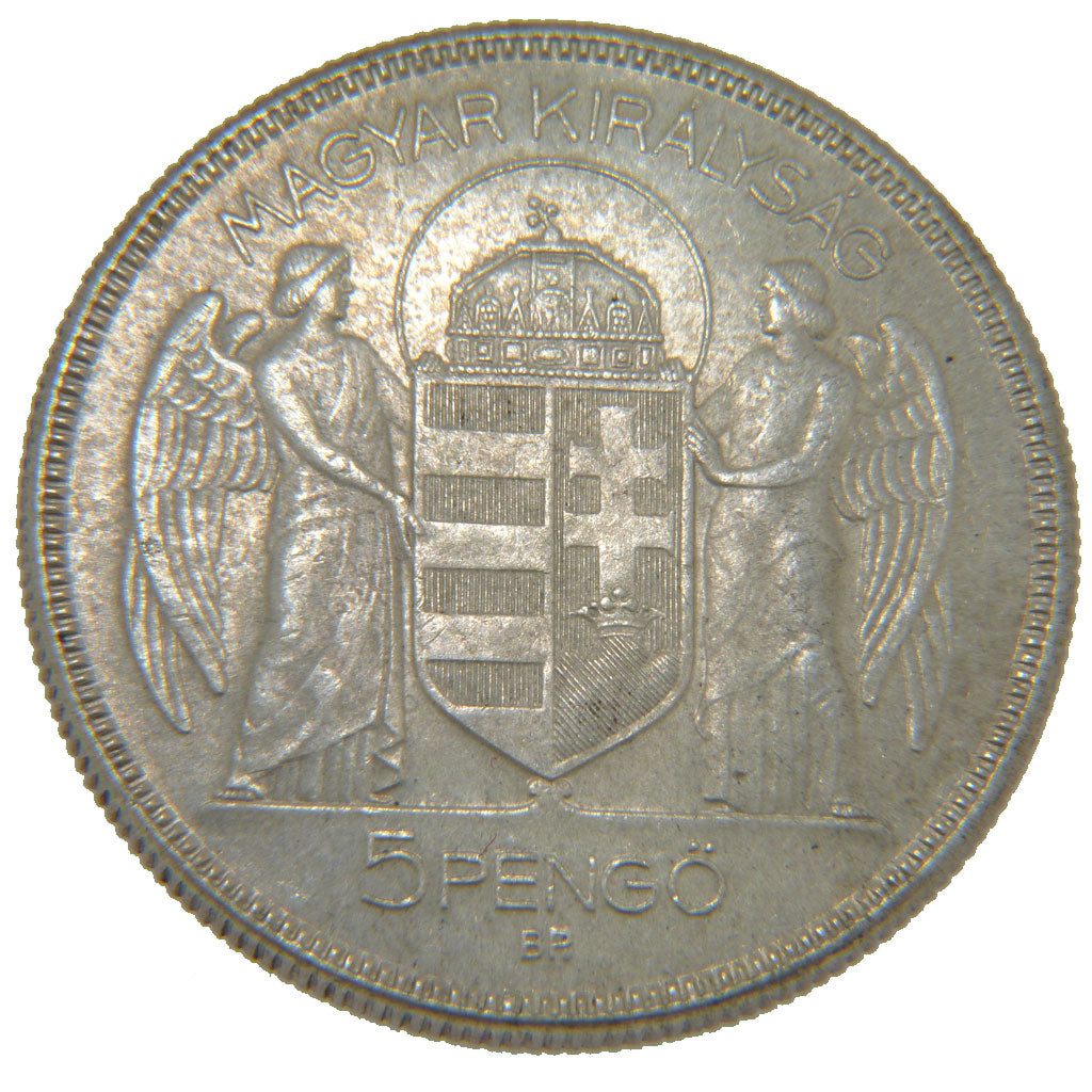HUNGARY, 5 Pengo, 1930, Budapest, KM #512.1, AU(55-58), Silver, 36, 25.00