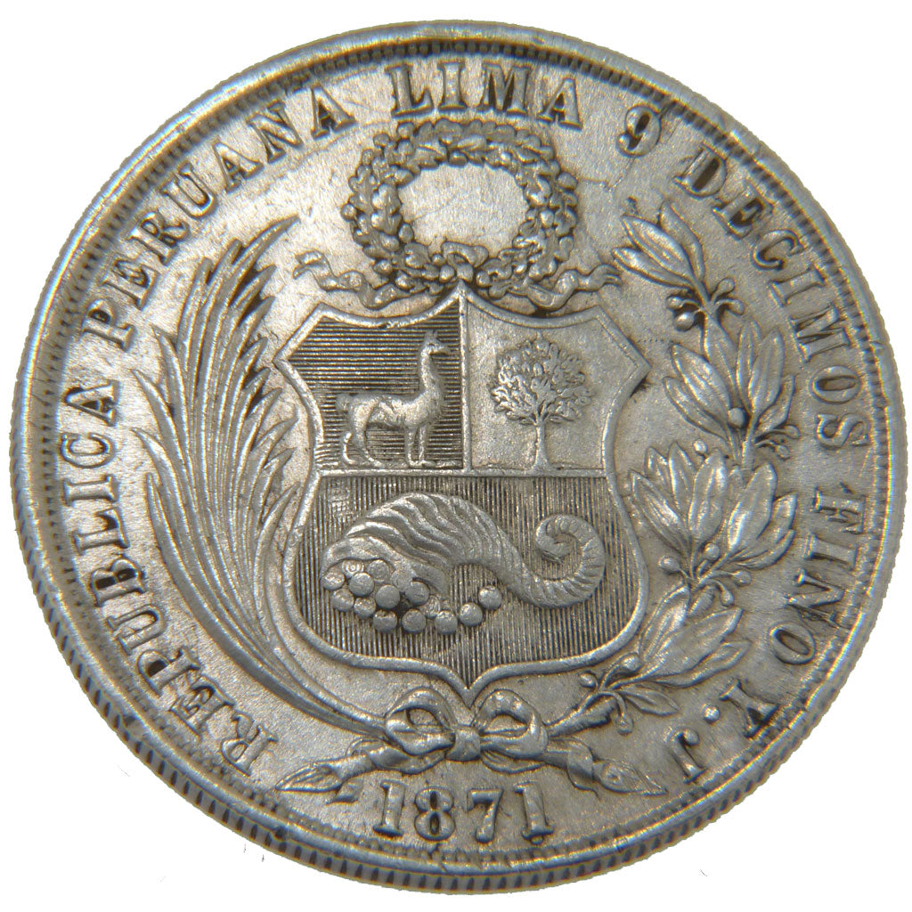 Perù, SOUTH PERU, Sol, 1871, Lima, SPL-, Argento, KM:196.3