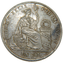 Perù, SOUTH PERU, Sol, 1872, Lima, SPL, Argento, KM:196.3