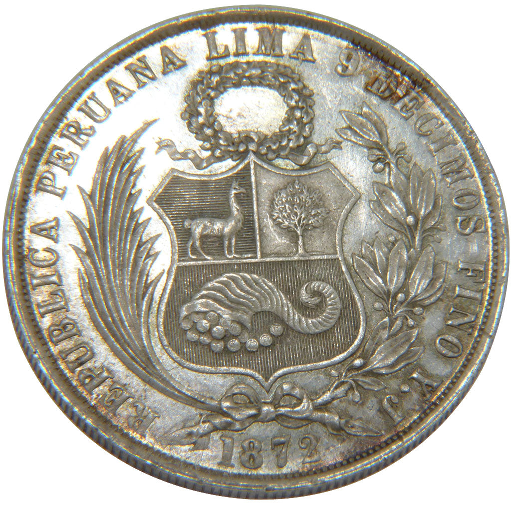 Perù, SOUTH PERU, Sol, 1872, Lima, SPL, Argento, KM:196.3