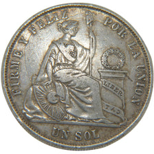 PERU, Sol, 1872, Lima, KM #196.3, EF(40-45), Silver, 24.80