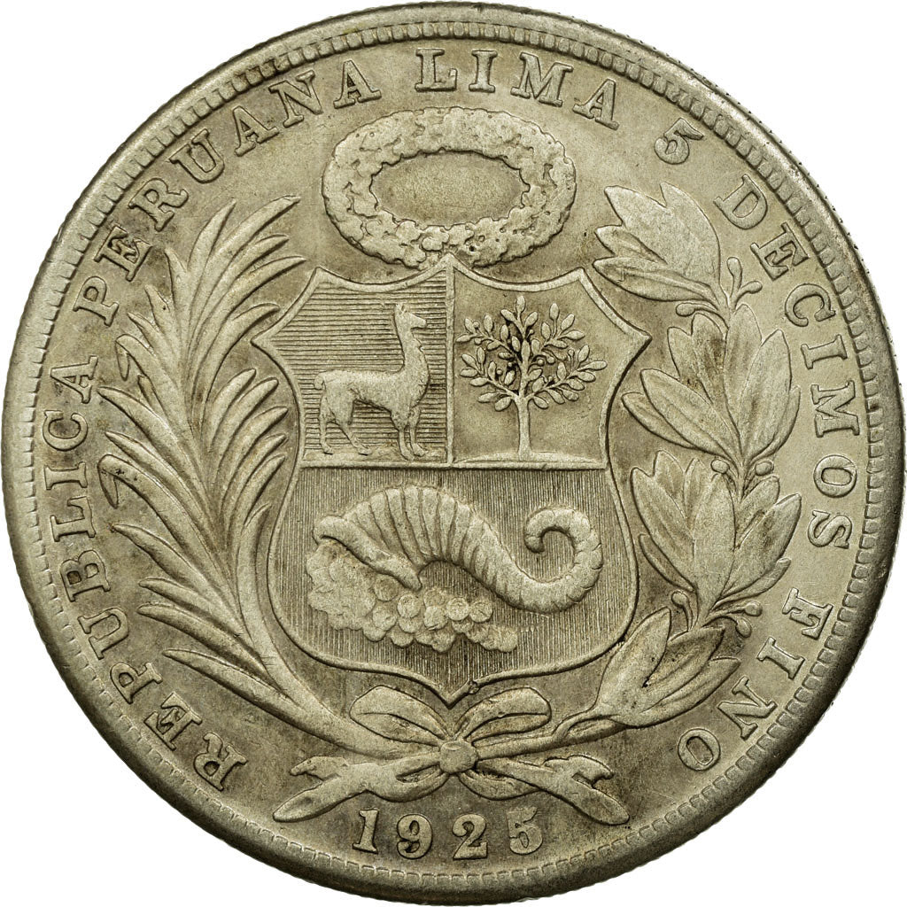 Moneta, Perù, Sol, 1925, Philadelphia, BB, Argento, KM:218.1