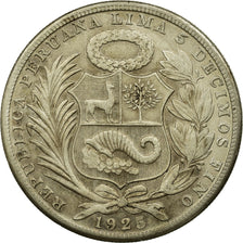 Moneta, Perù, Sol, 1925, Philadelphia, BB, Argento, KM:218.1